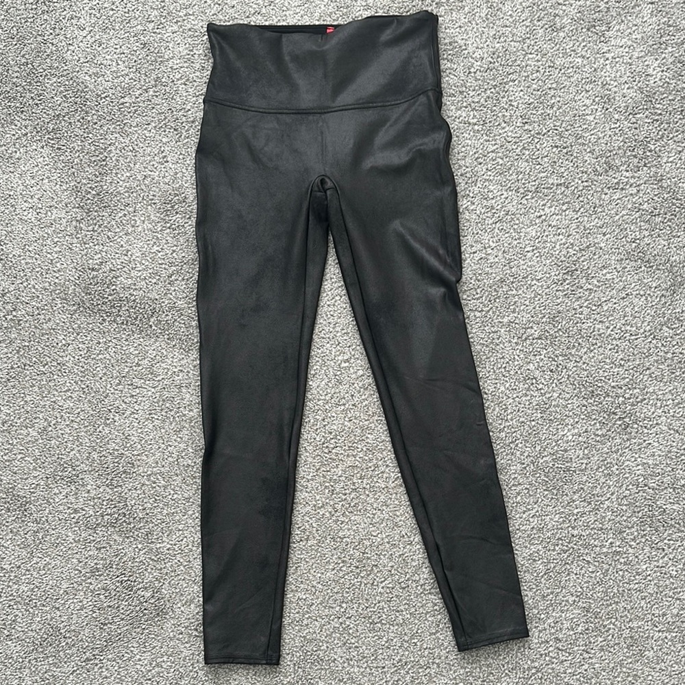 Spanx Faux Leather Black High-Waisted Leggings WASHED BUT NOT WORN